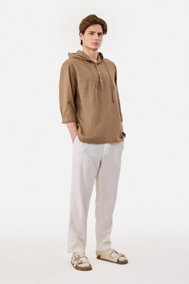سنيتش Hooded Linen Blend Shirt